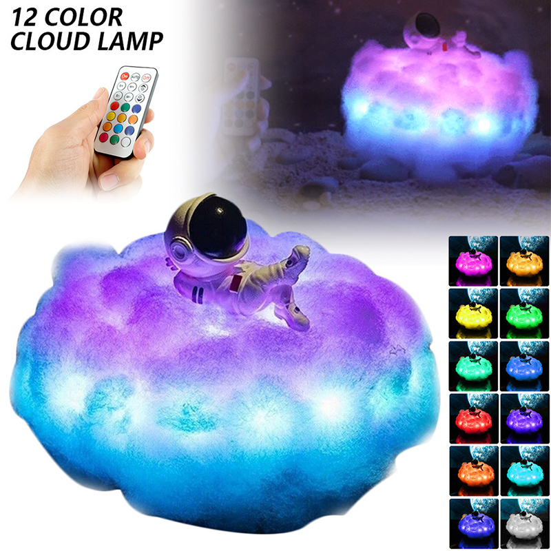 우주 비행사 LED 램프 야간 조명 USB 구름 3D 무지개 효과 다채로운 선물 키즈 홈 침실 장식 스위치 야간 램프